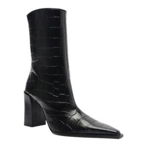NWT:Schutz Raffaela Croc Mid-calf leather pointed toe Bootie Size:7.5